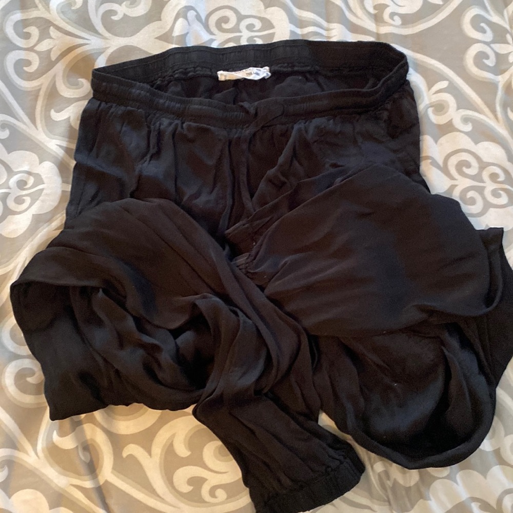 black silk joggers